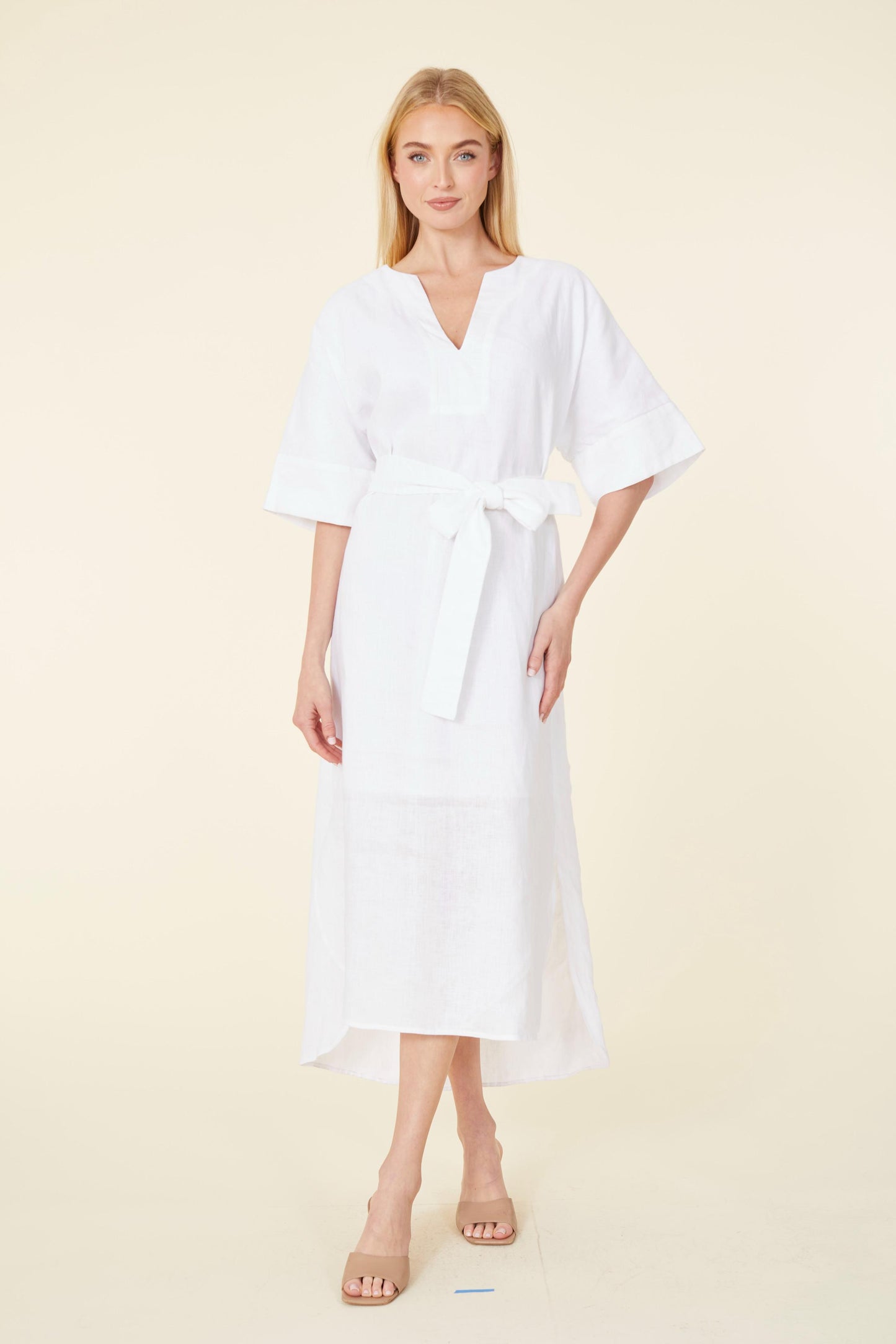 Linen Belted Maxi Dress