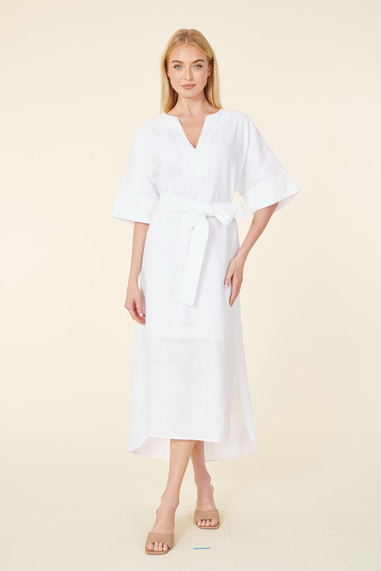 Linen Belted Maxi Dress