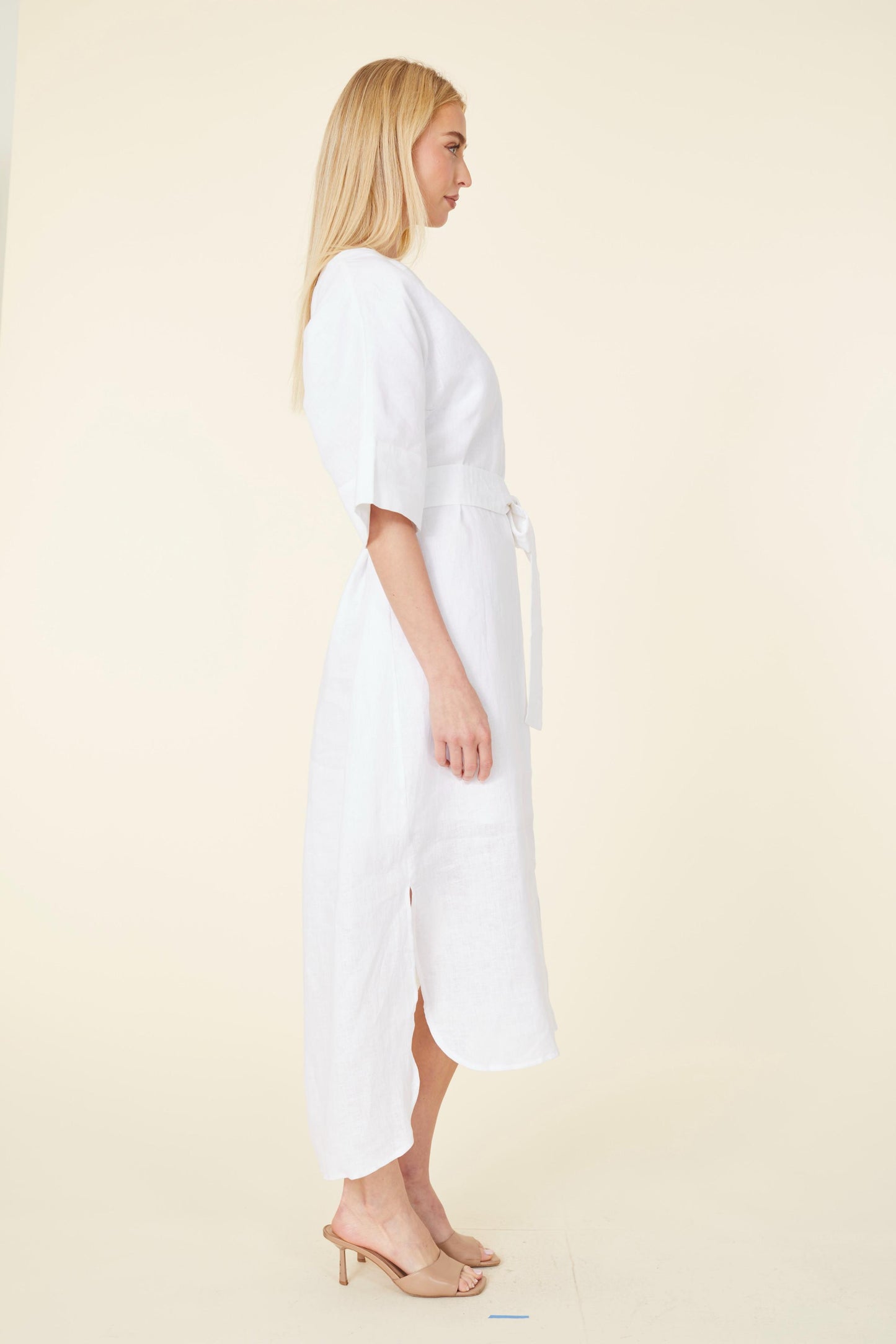 Linen Belted Maxi Dress