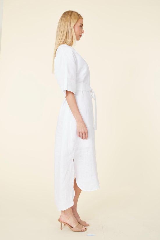 Linen Belted Maxi Dress