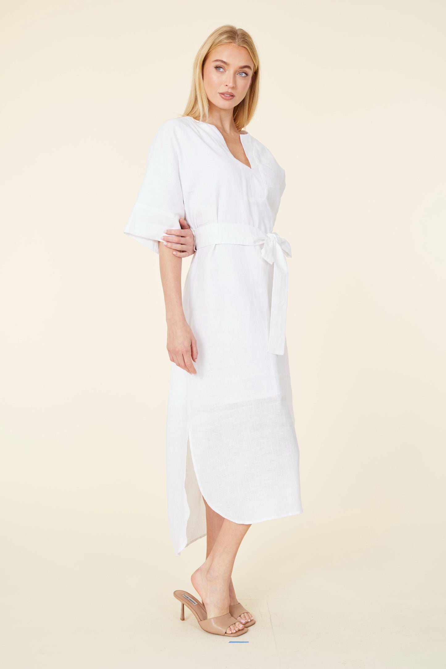 Linen Belted Maxi Dress