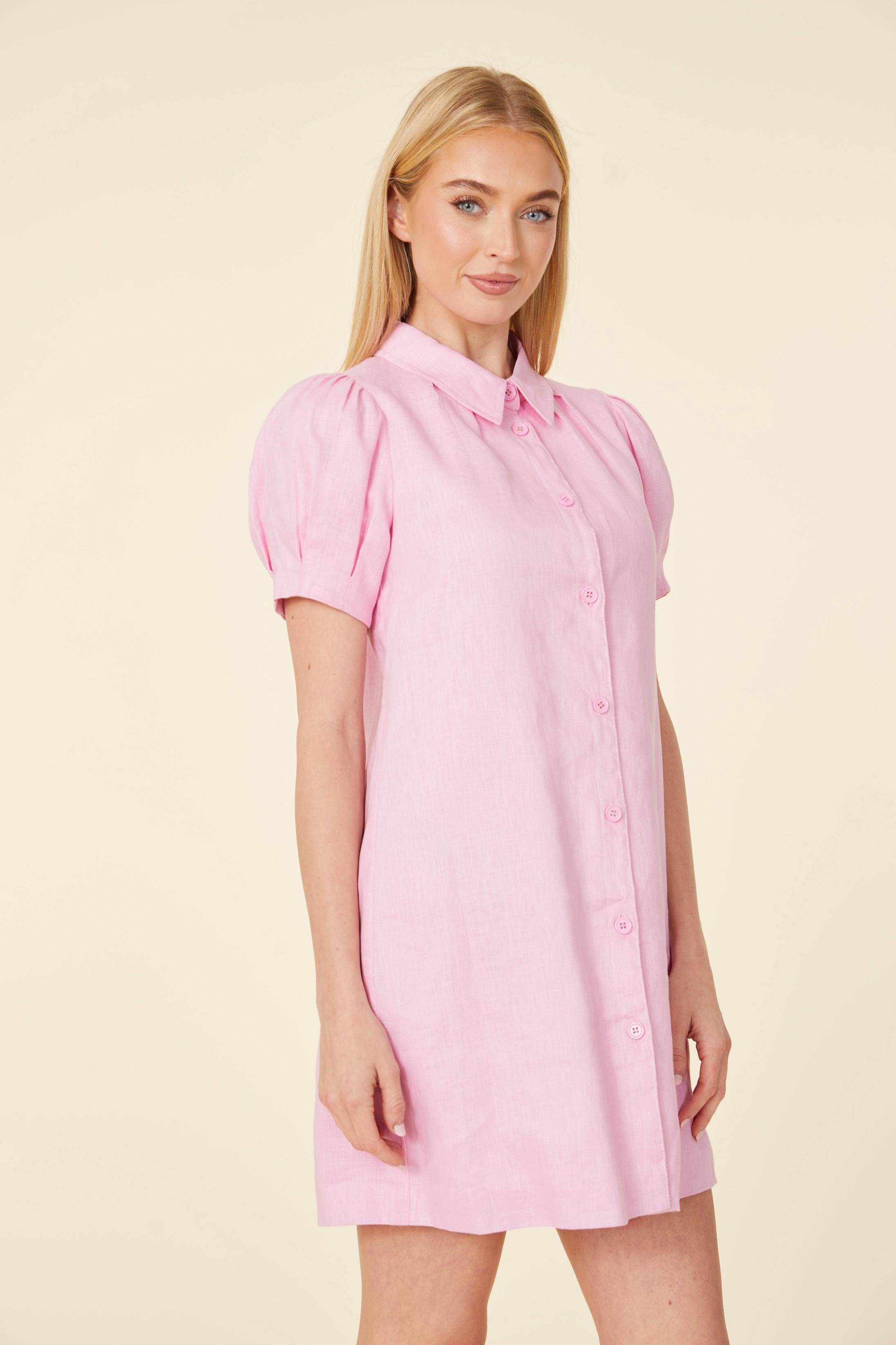 Linen Button Down Dress Light Blue / XL Linen Button Down Dress Light Blue / XL