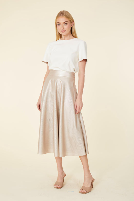 Vegan Leather Perforated Skirt