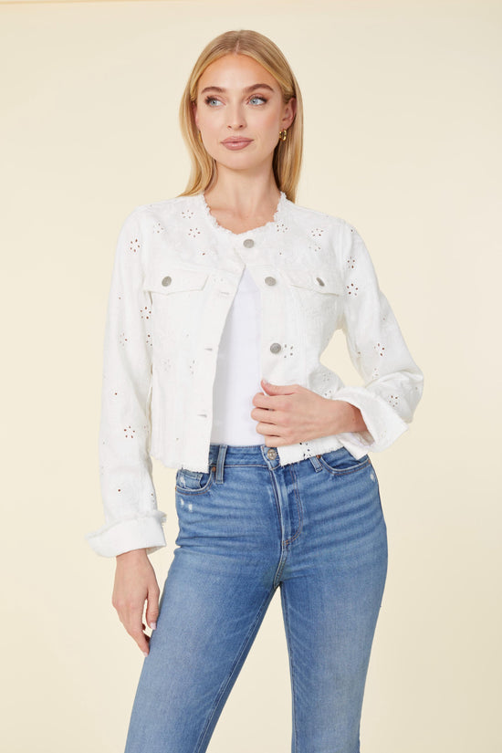 Eyelet Frayed Denim Jacket