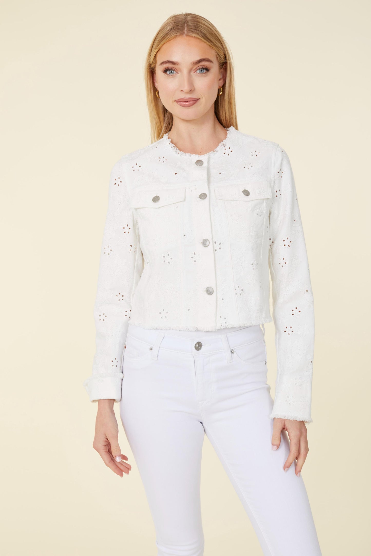 Eyelet Frayed Denim Jacket