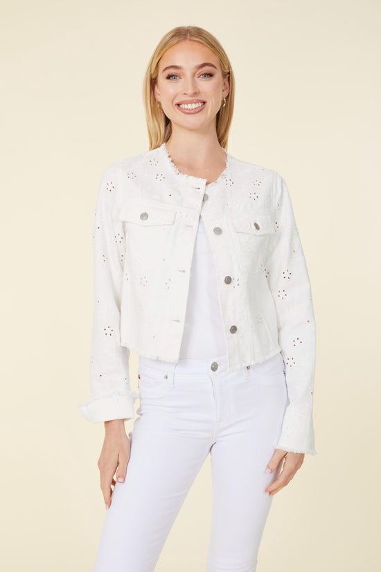 Eyelet Frayed Denim Jacket