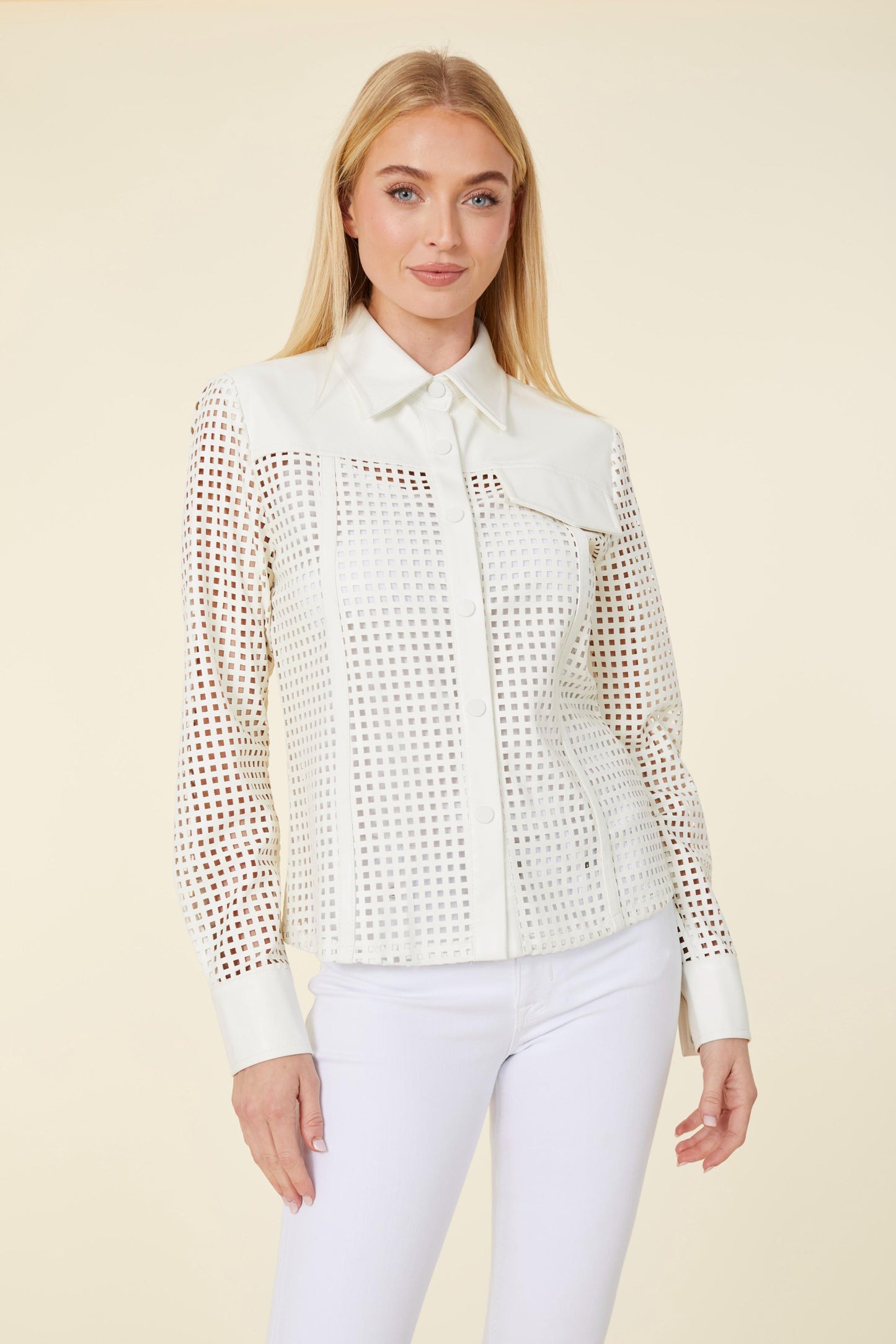 Vegan Leather Laser Cut Shirt