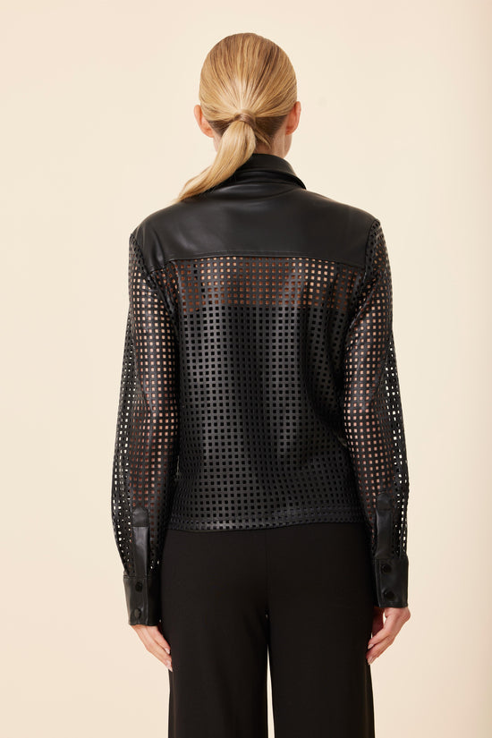 Faux Leather Laser Cut Shirt