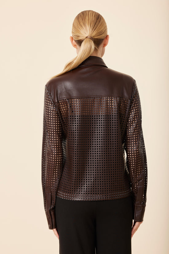 Faux Leather Laser Cut Shirt