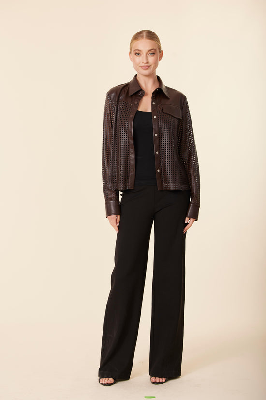 Faux Leather Laser Cut Shirt