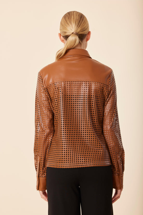 Faux Leather Laser Cut Shirt
