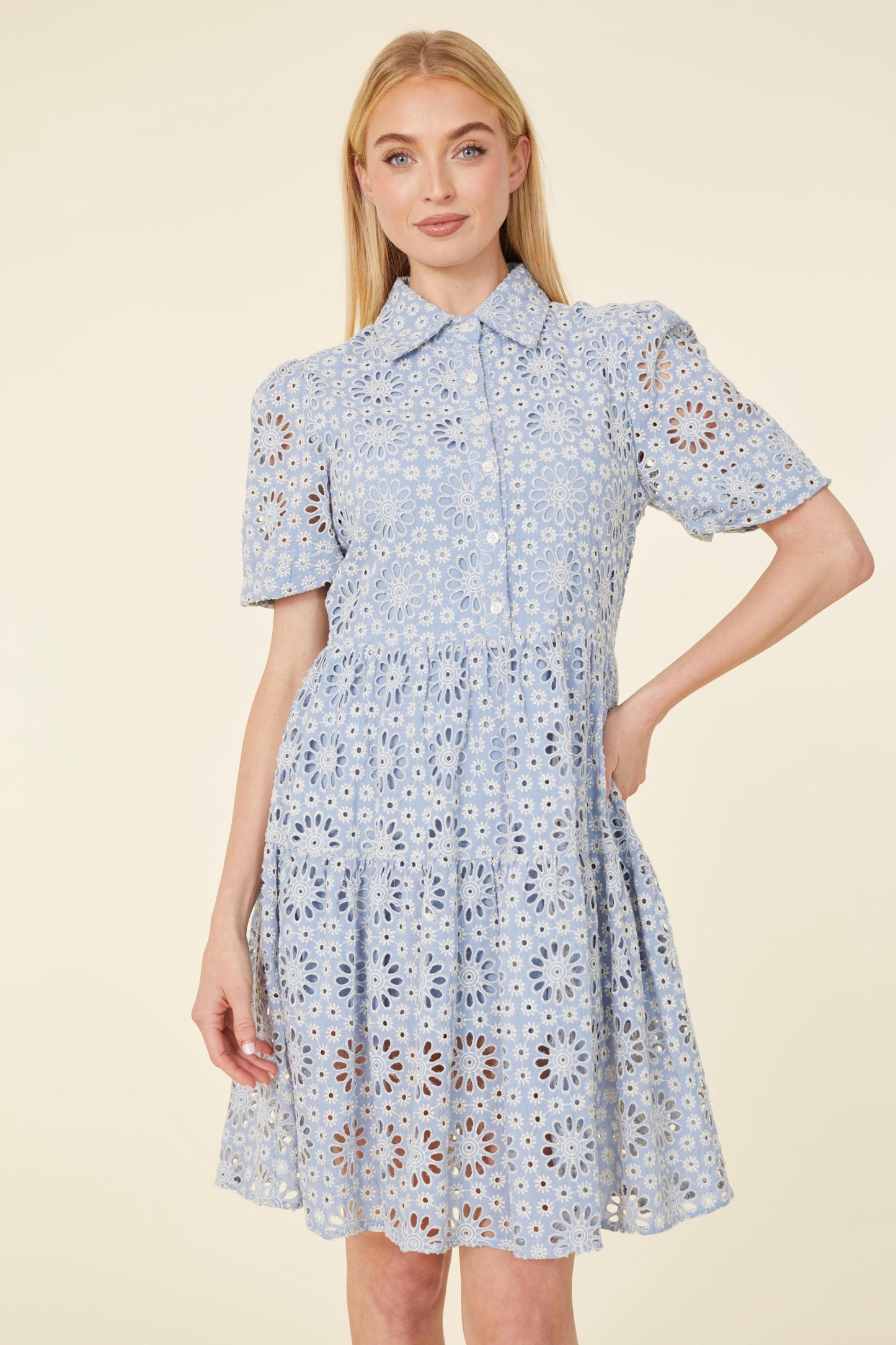 Short Sleeve Eyelet Dress