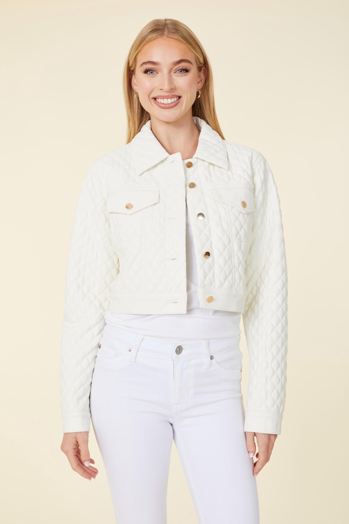 Vegan Leather Quilted Cropped Jacket