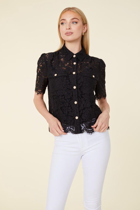 Floral Lace Pearl Button Blouse