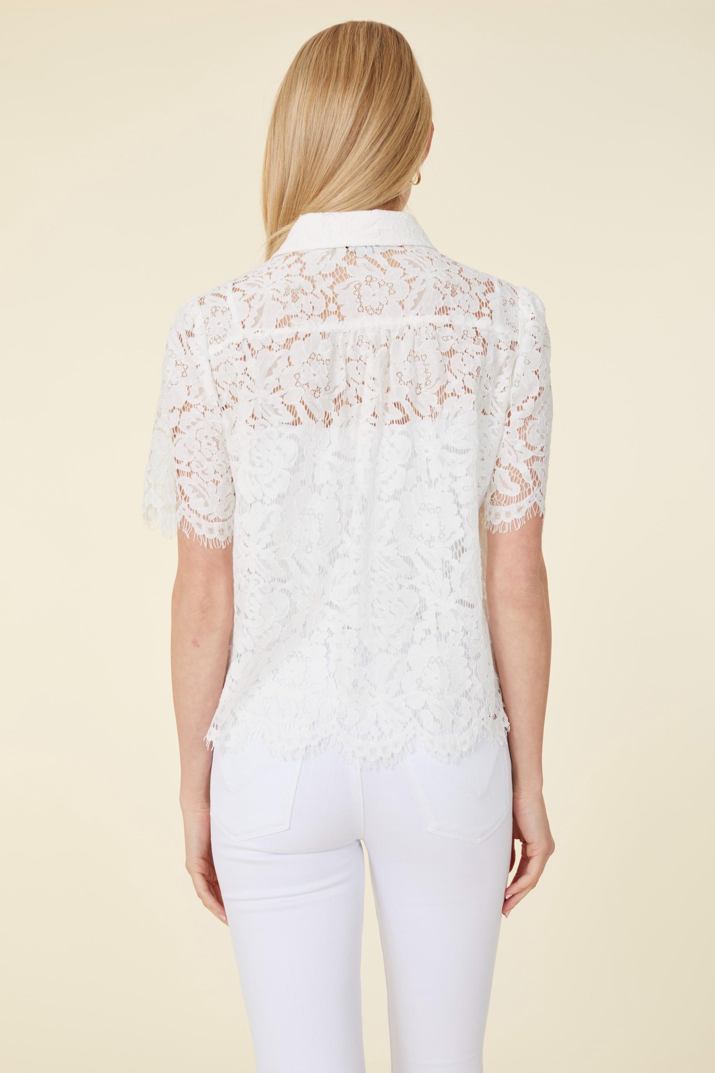 Floral Lace Pearl Button Blouse