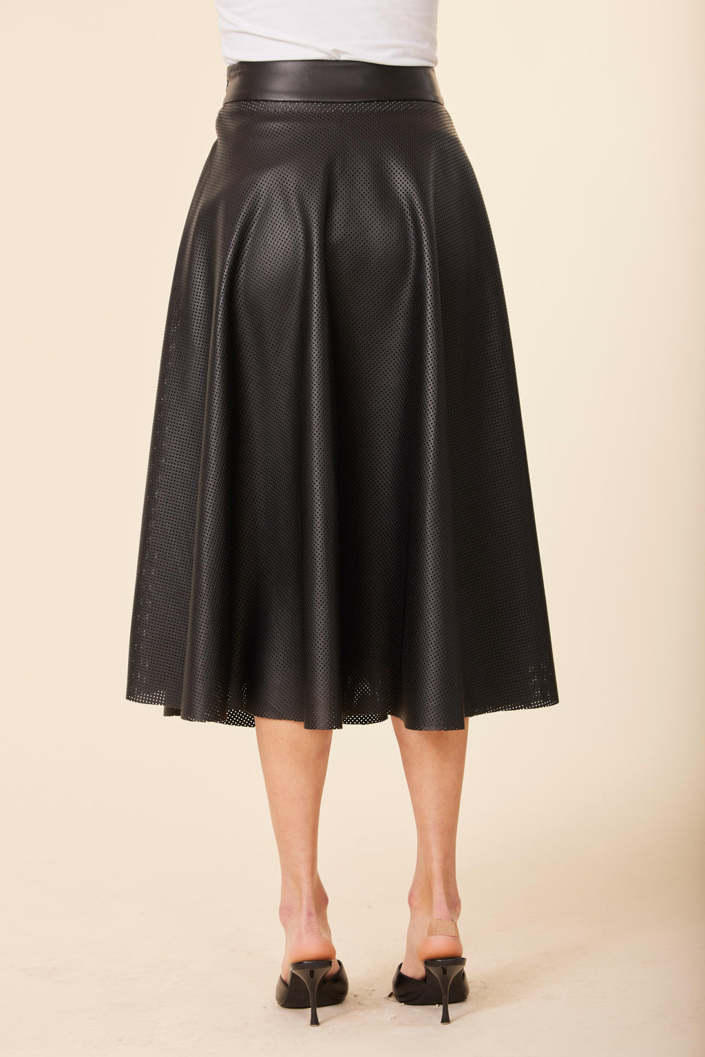 Faux Leather Perforated Skirt