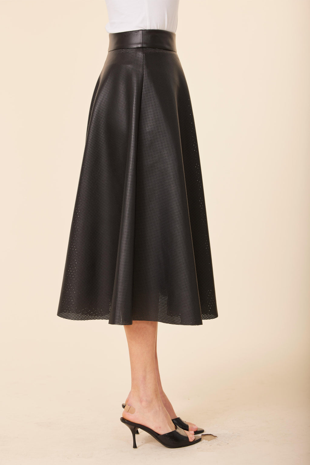 Faux Leather Perforated Skirt