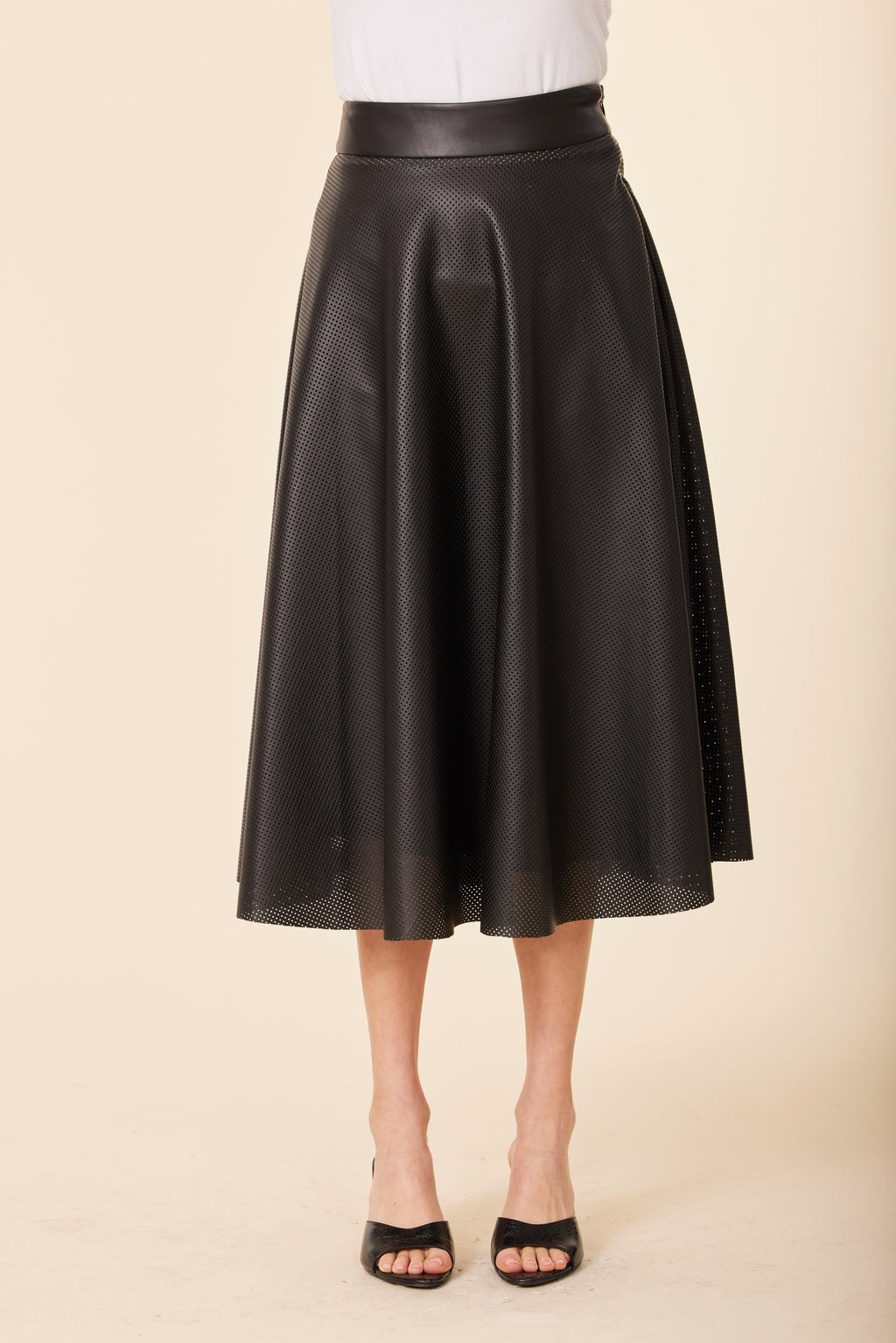 Faux Leather Perforated Skirt