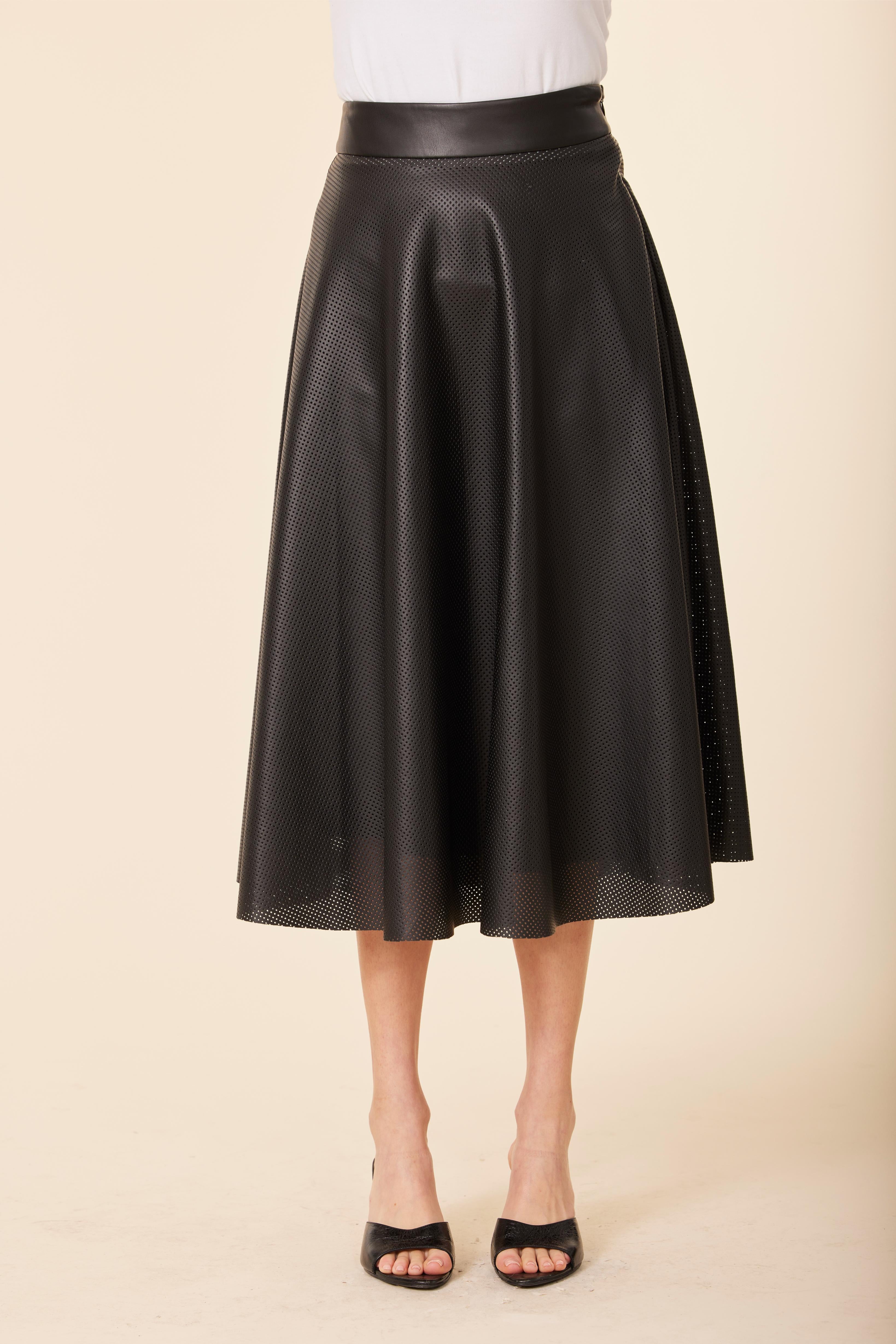 Faux Leather Perforated Skirt