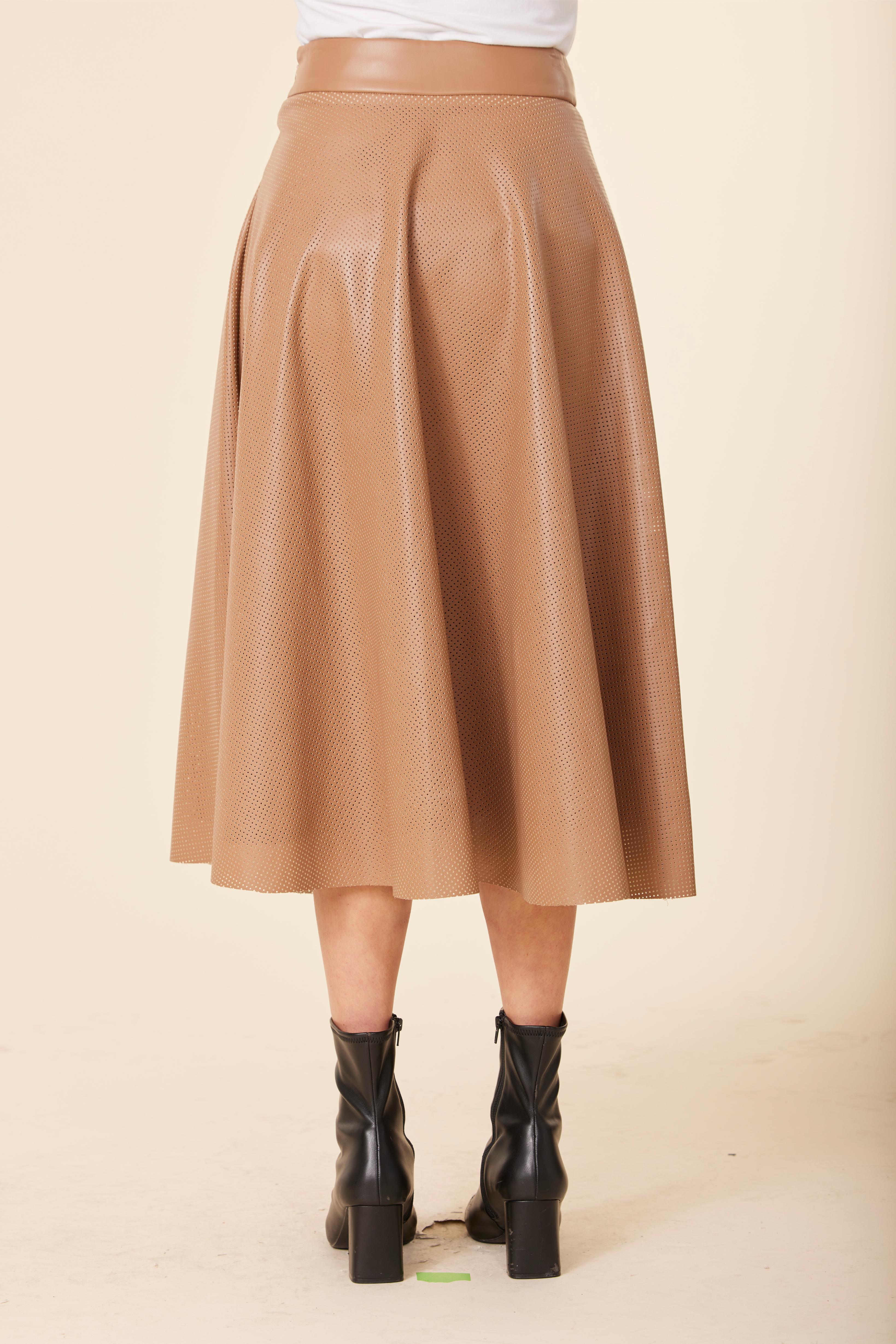 Faux Leather Perforated Skirt