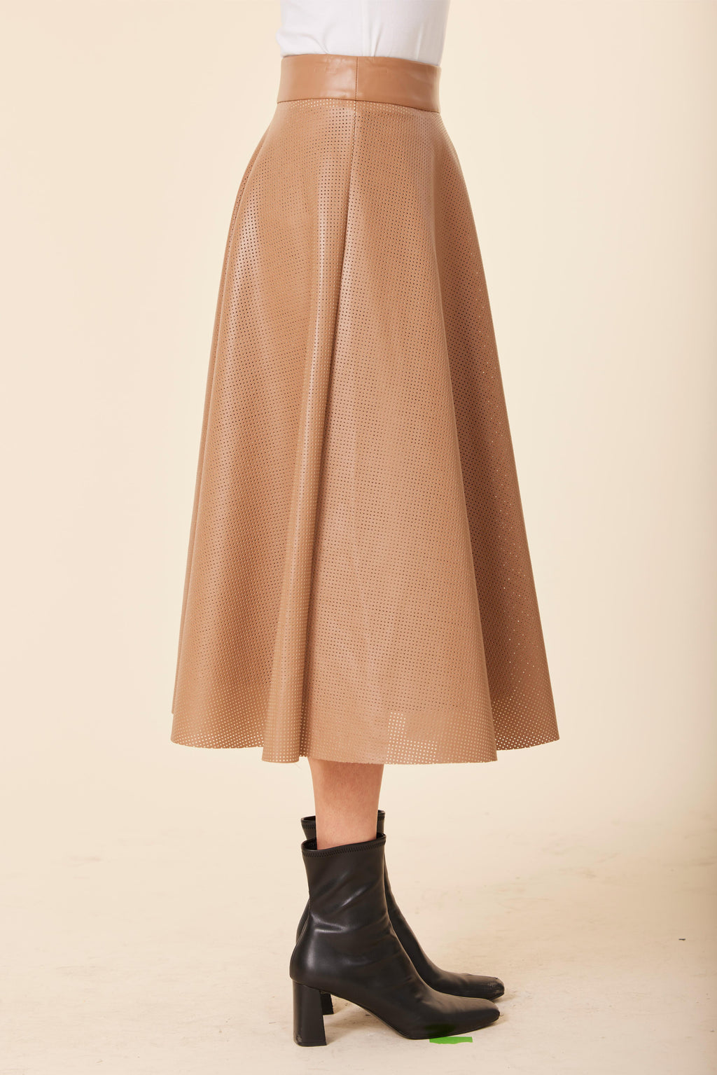 Faux Leather Perforated Skirt