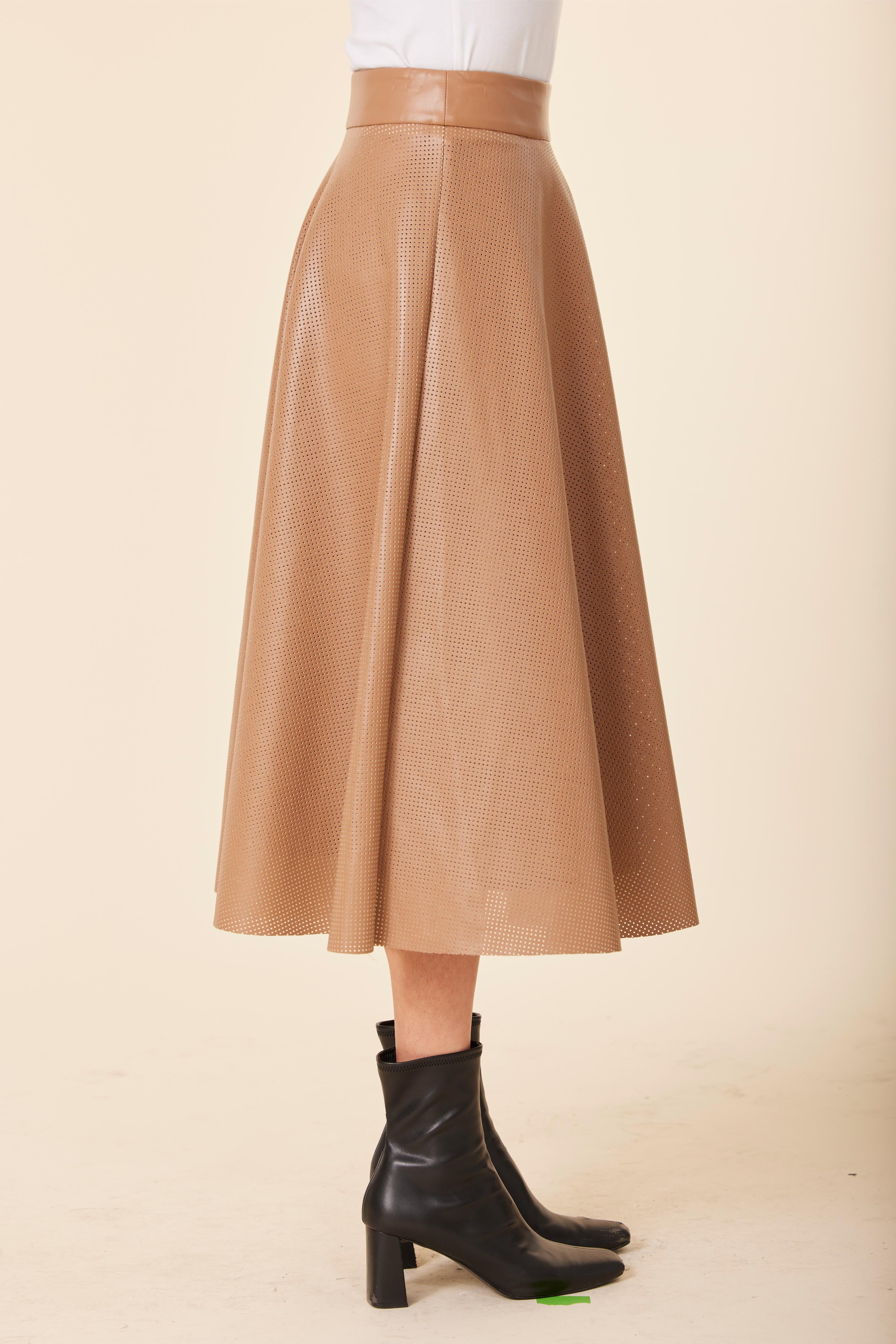 Faux Leather Perforated Skirt