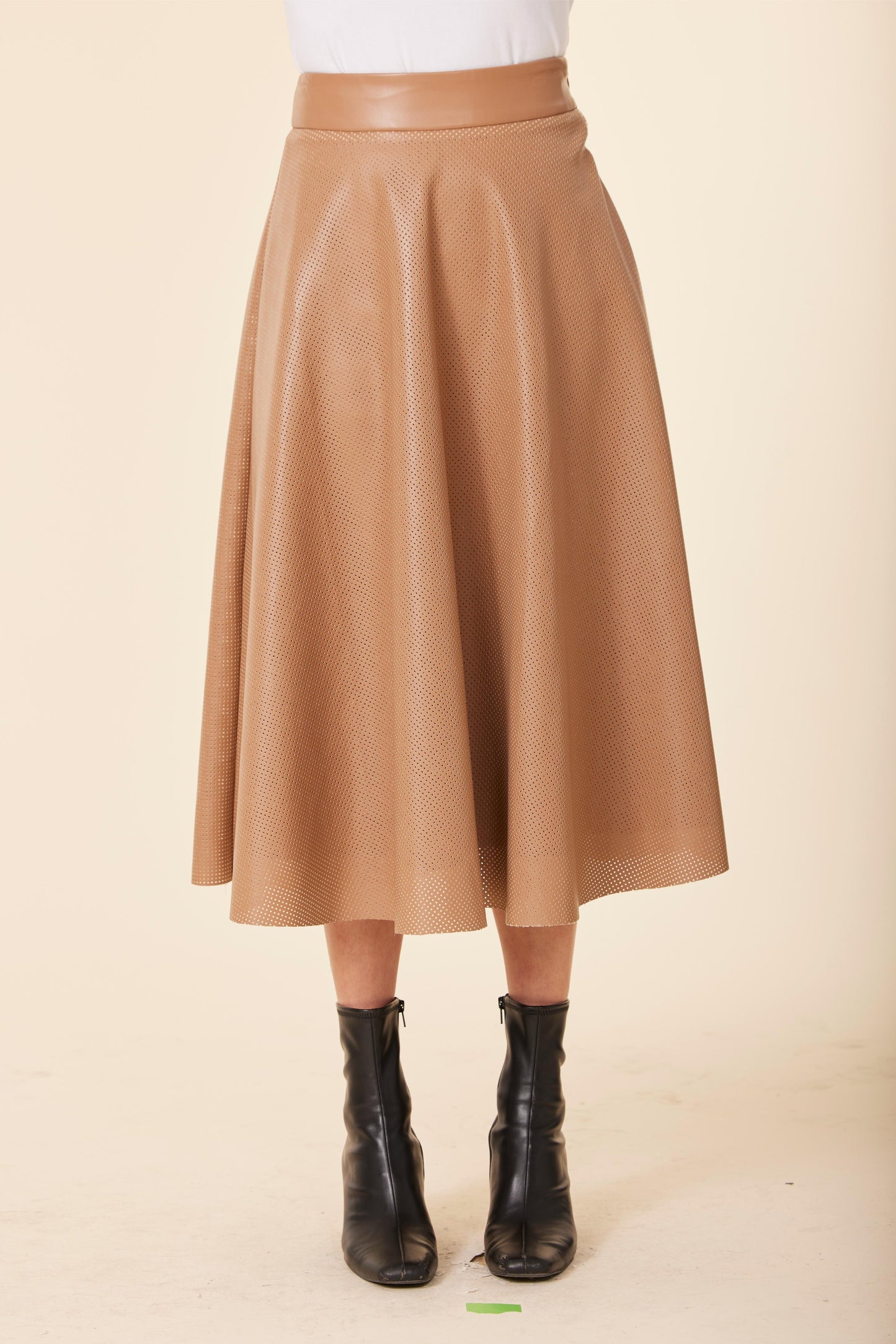 Faux Leather Perforated Skirt