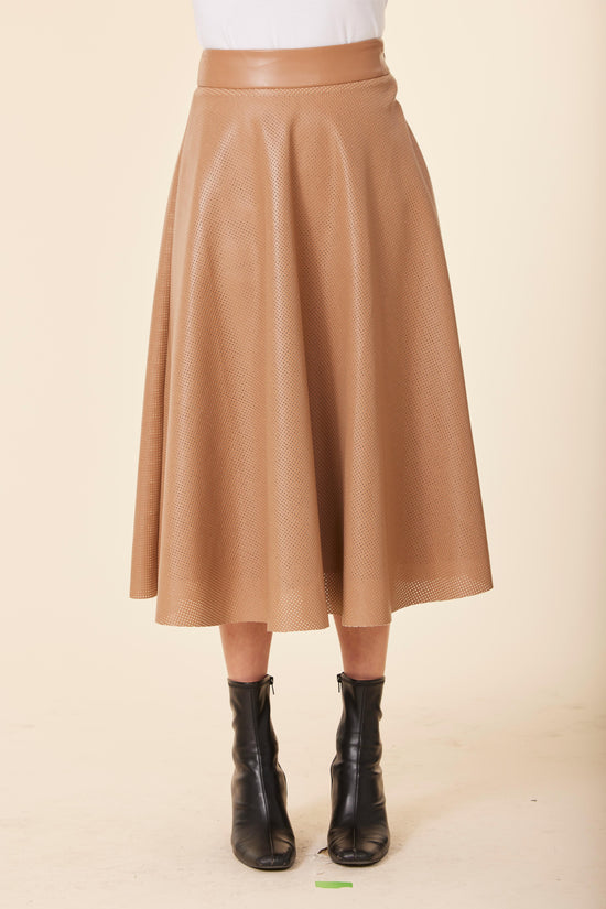Faux Leather Perforated Skirt