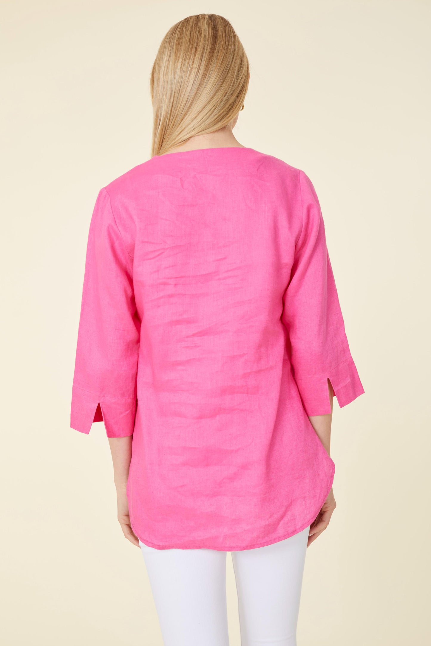 Linen Three-Quarter Sleeve Top