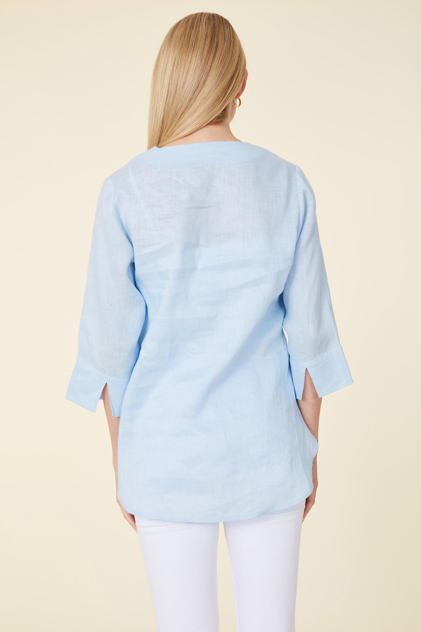 Linen Three-Quarter Sleeve Top