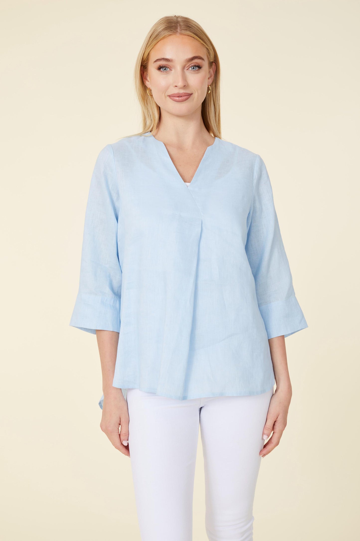 Linen Three-Quarter Sleeve Top