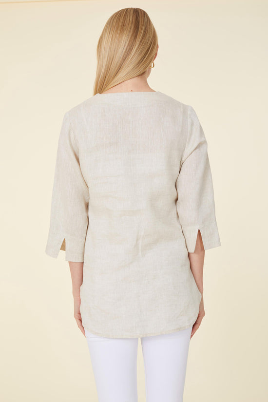 Linen Three-Quarter Sleeve Top