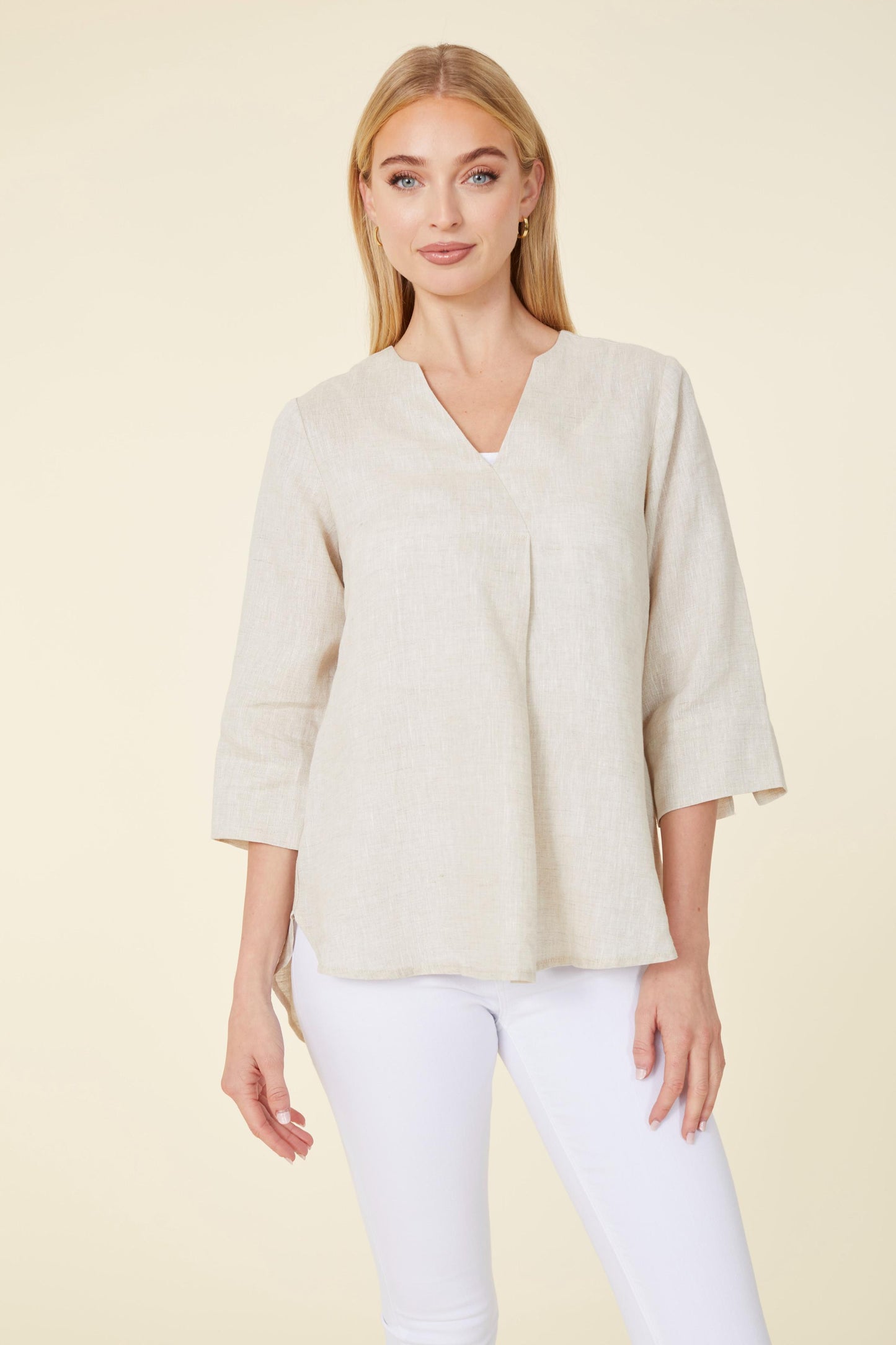 Linen Three-Quarter Sleeve Top