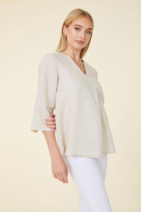 Linen Three-Quarter Sleeve Top