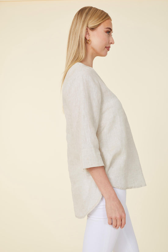 Linen Three-Quarter Sleeve Top