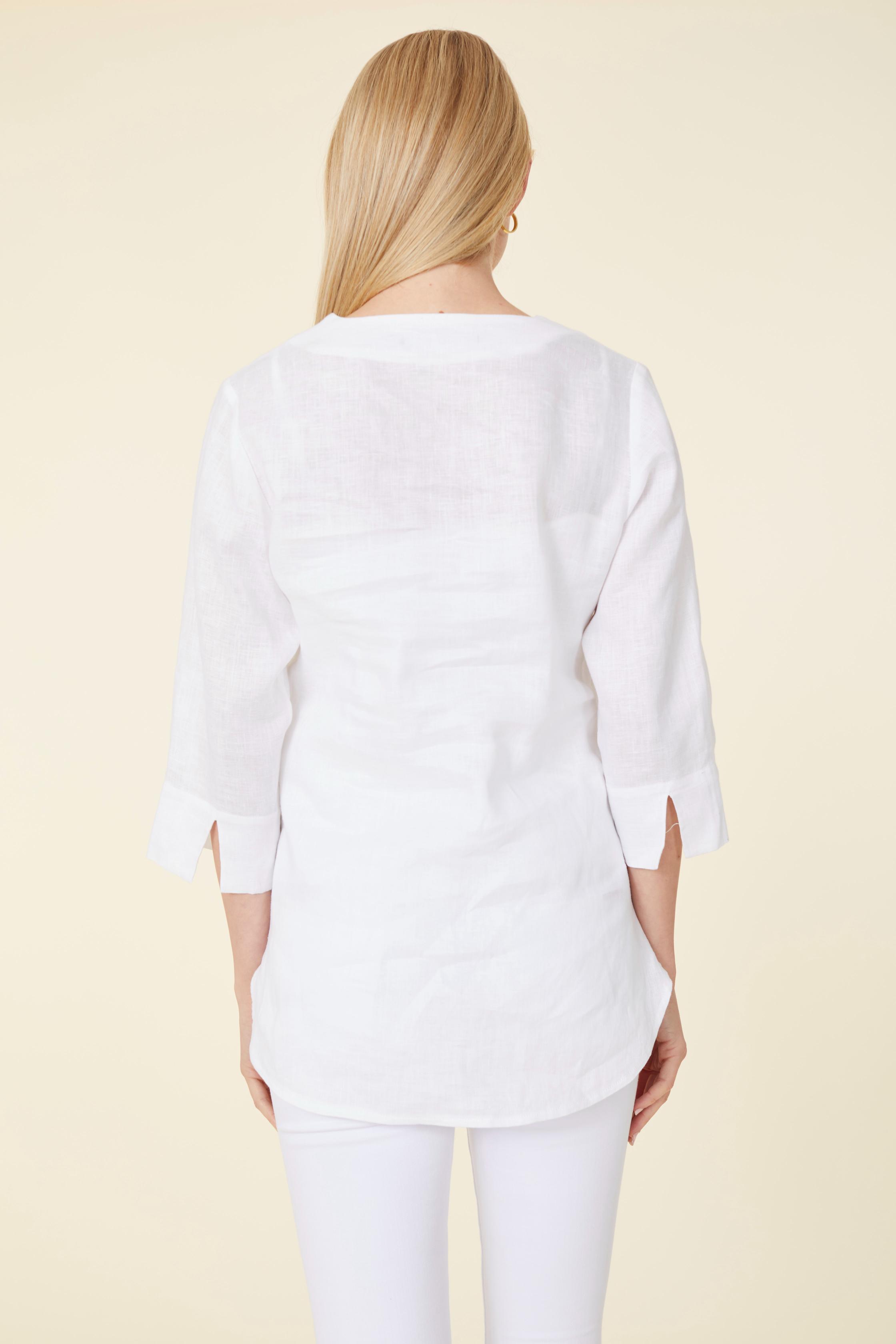 Linen Three-Quarter Sleeve Top