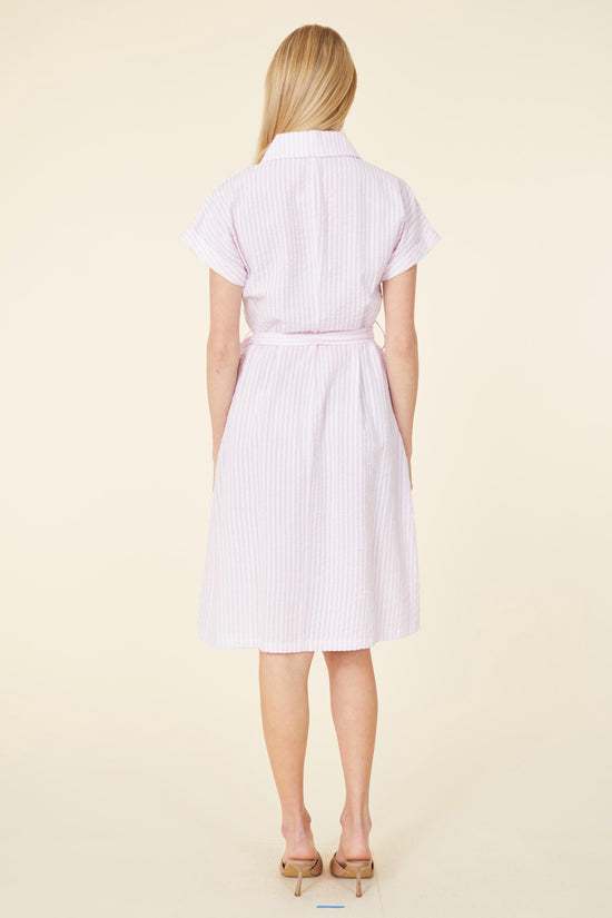 Striped Seer Sucker Belted Dress