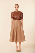Faux Leather Perforated Skirt