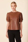 Faux Leather Perforated Top