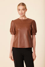Faux Leather Perforated Top