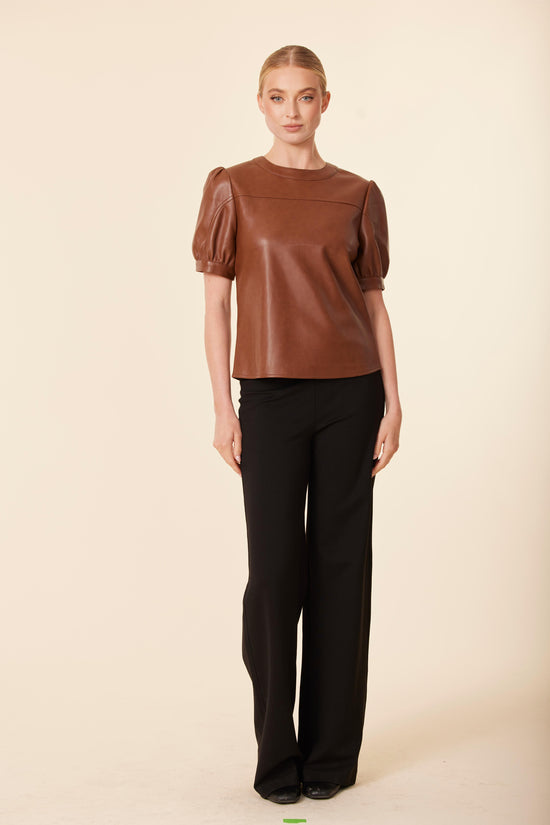 Faux Leather Perforated Top