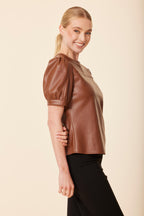 Faux Leather Perforated Top