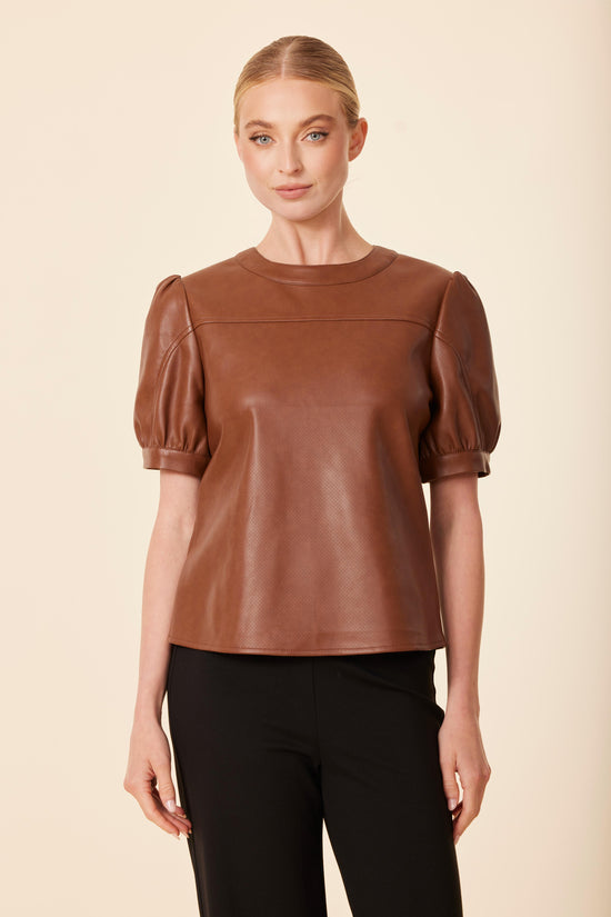 Faux Leather Perforated Top