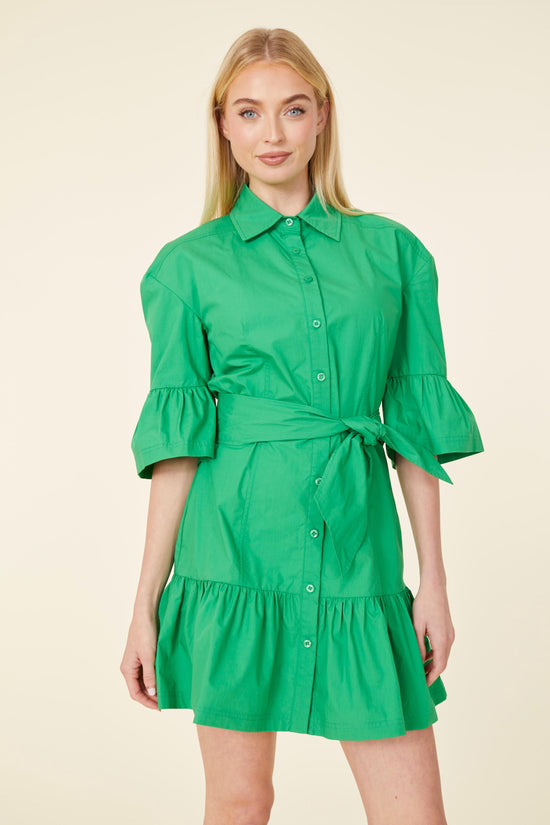 Poplin Ruffle Detail Dress With Or Without Sash