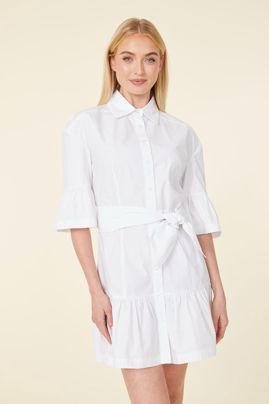 Poplin Ruffle Detail Dress With Or Without Sash