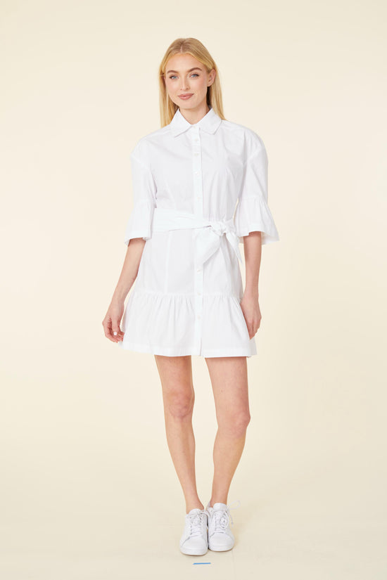 Poplin Ruffle Detail Dress With Or Without Sash