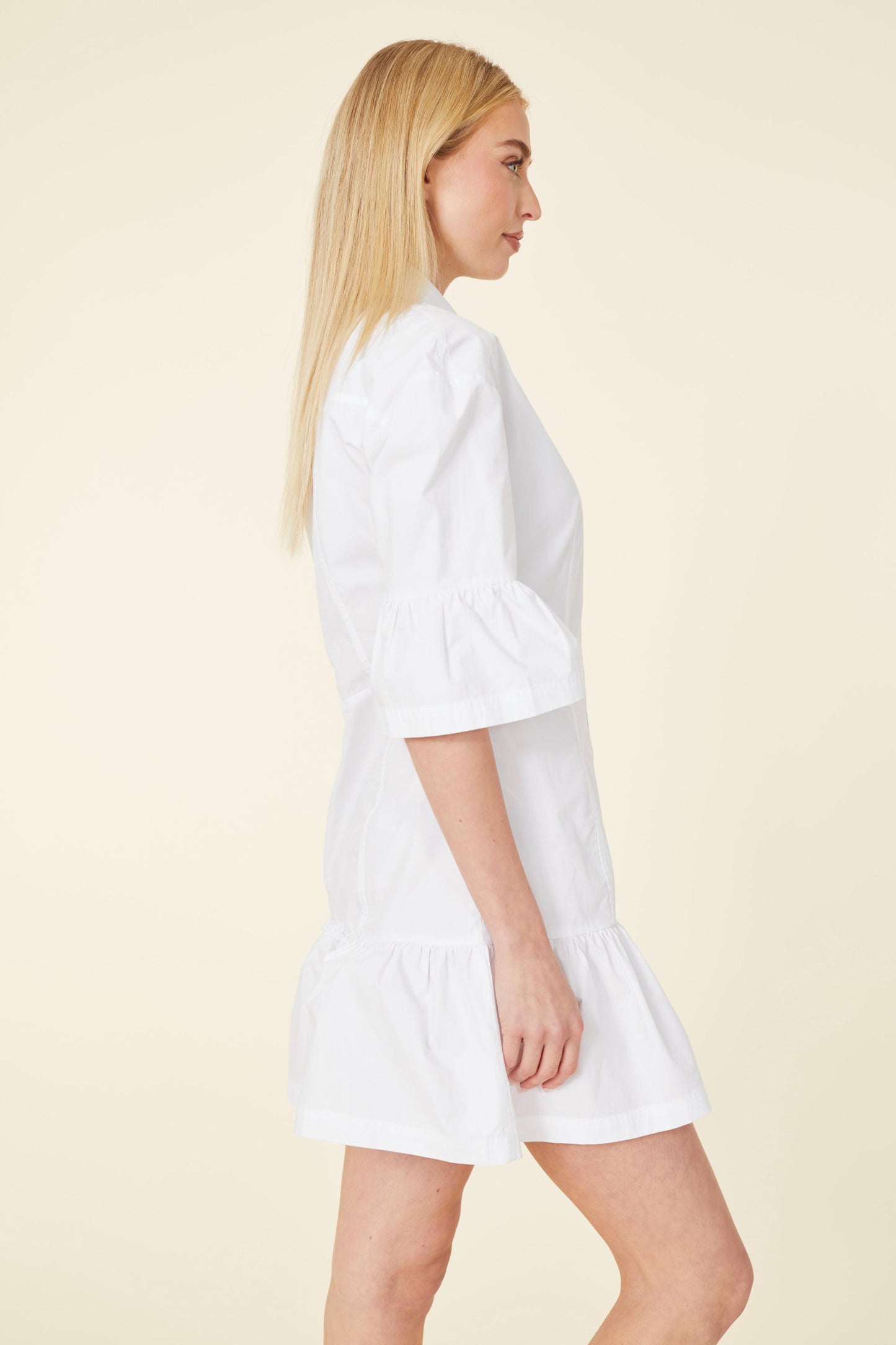 Poplin Ruffle Detail Dress With Or Without Sash