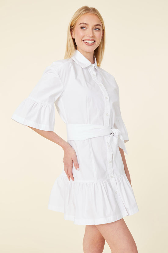 Poplin Ruffle Detail Dress With Or Without Sash