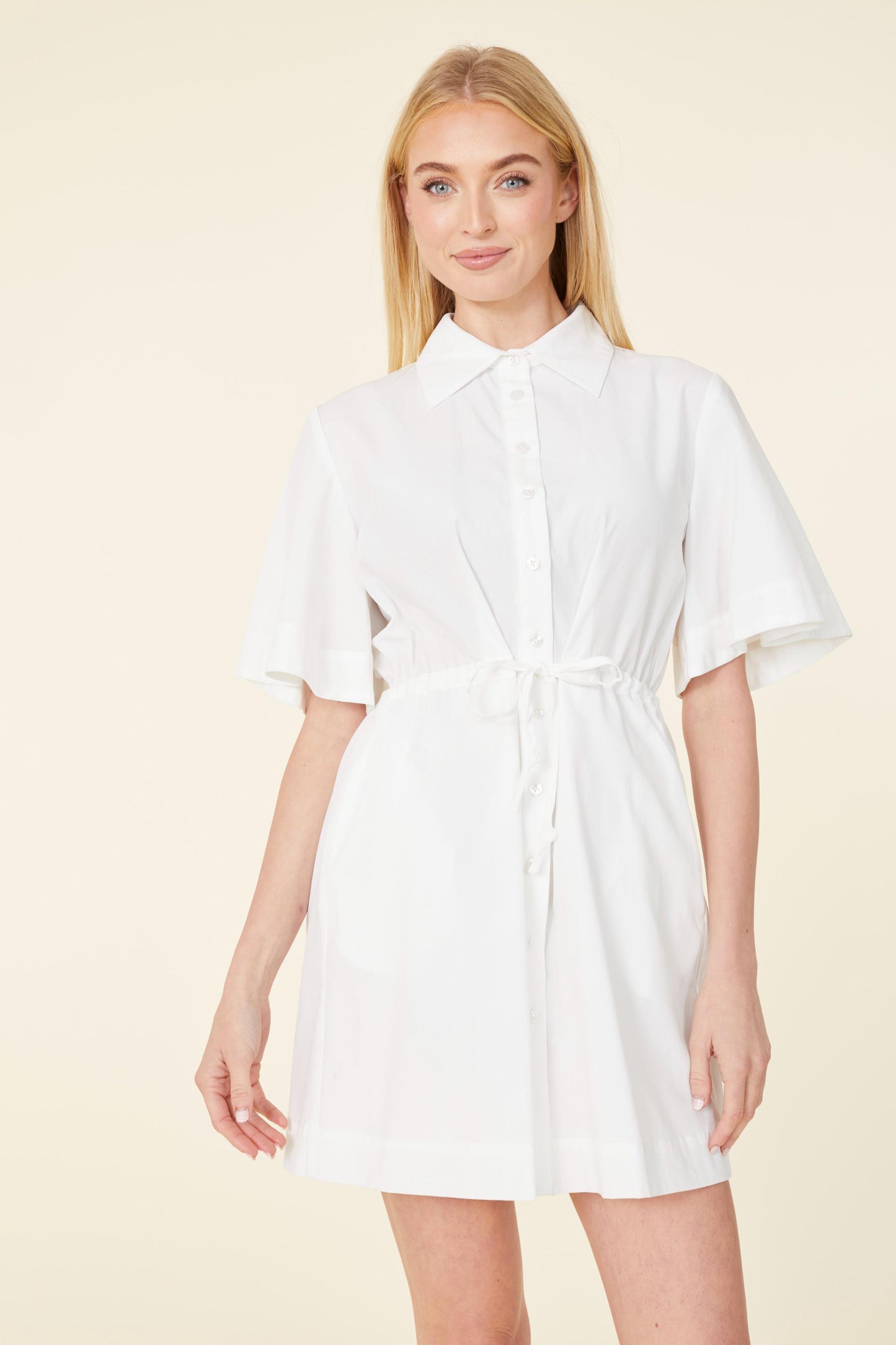 Poplin Drawstring Waist Dress