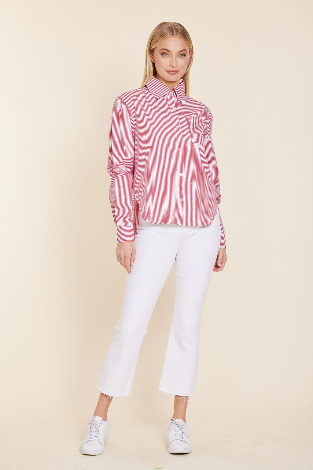 Micro Rhinestone Long Sleeve Shirt